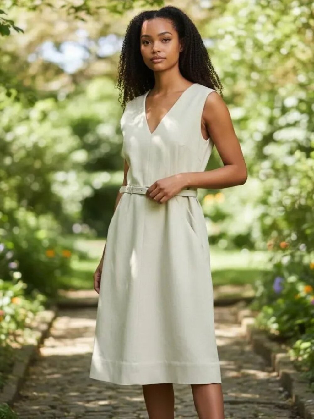 Diane Von Furstenberg Light Green Silk Blend Nula Belted Sheath Dress
